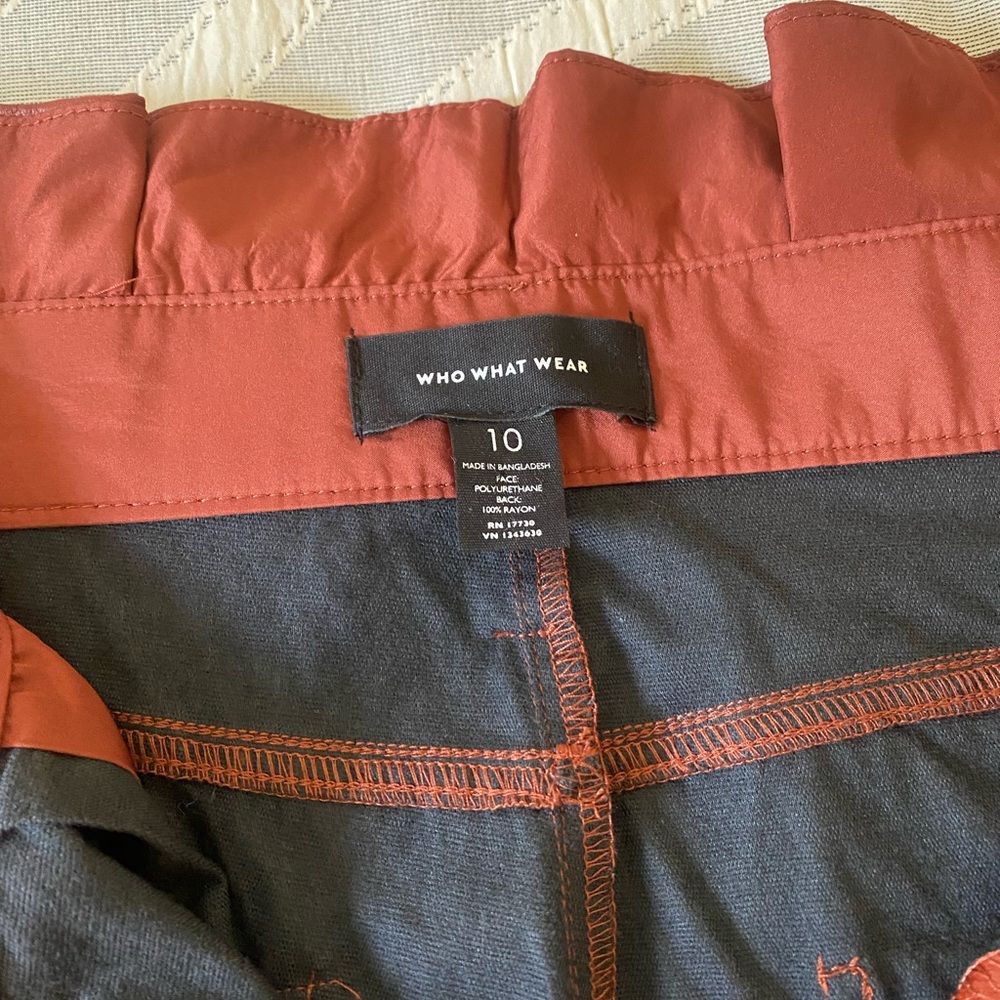 Rust Faux Leather Belted Cropped Leather Pants